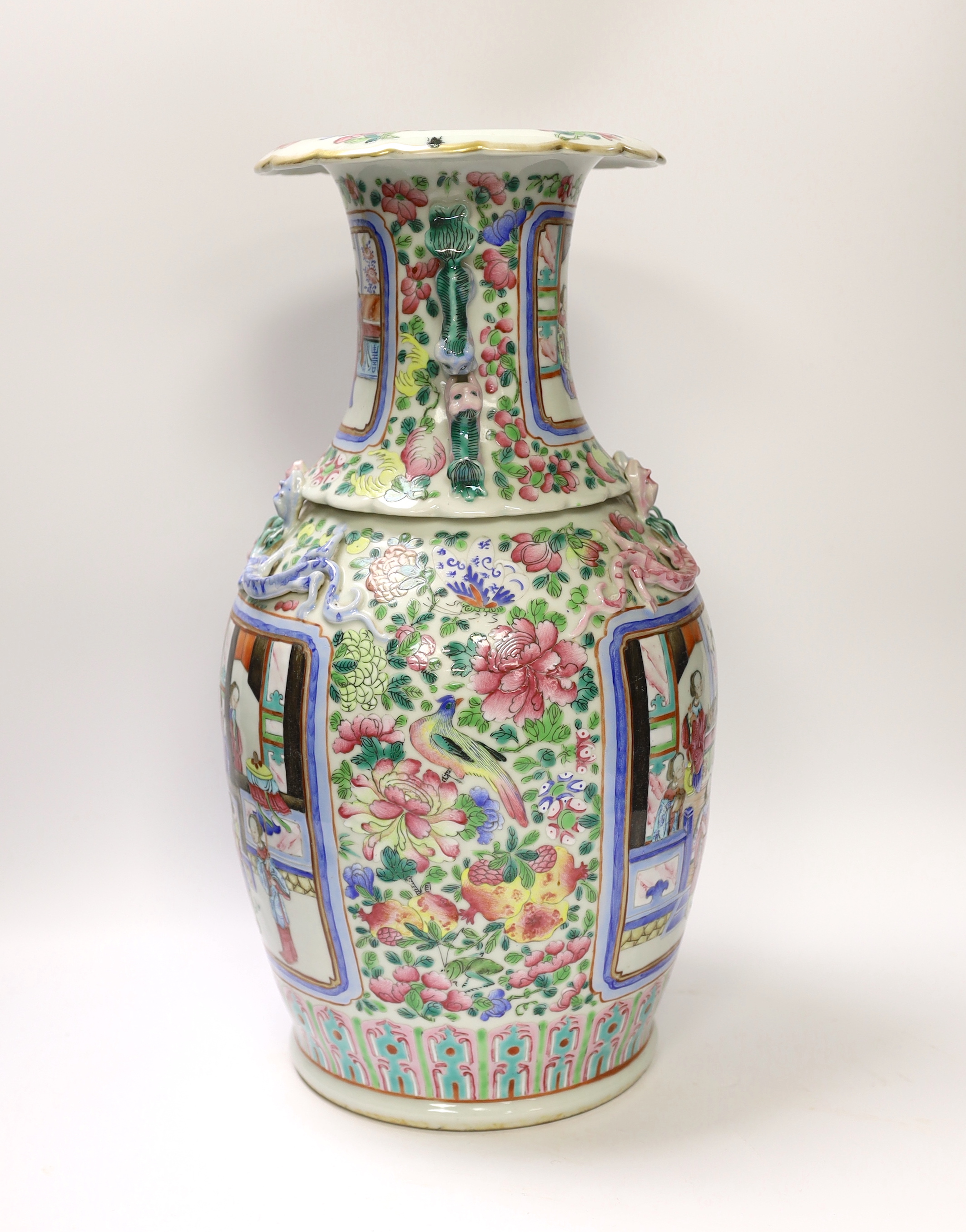 A 19th century Chinese famille rose baluster vase, 42cm